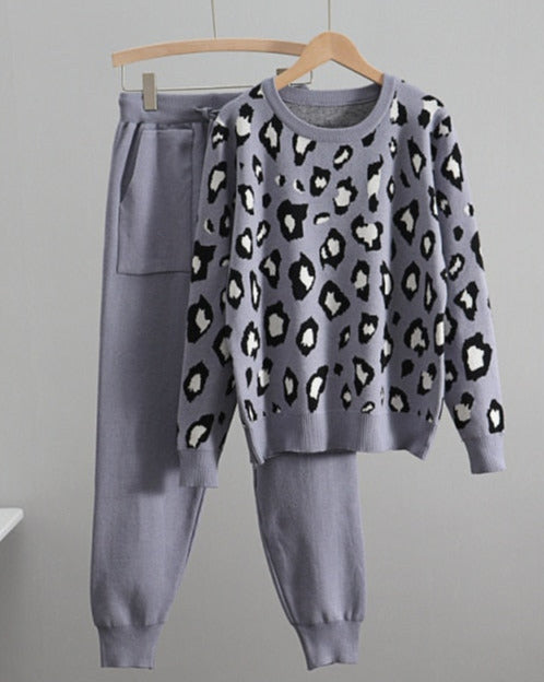 Zena Leopard Knitted Sets&Suit