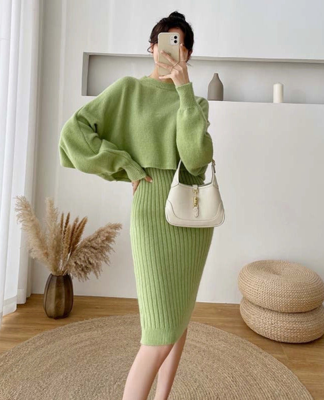Emily Knitted Sweater& Elegant Dress