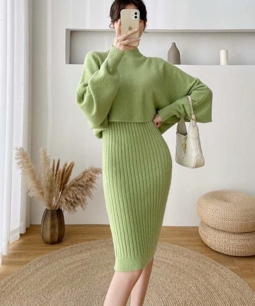 Emily Knitted Sweater& Elegant Dress