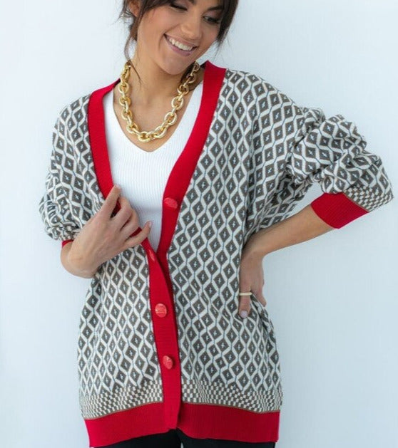 Multi-color Knitted Cardigan&England Style