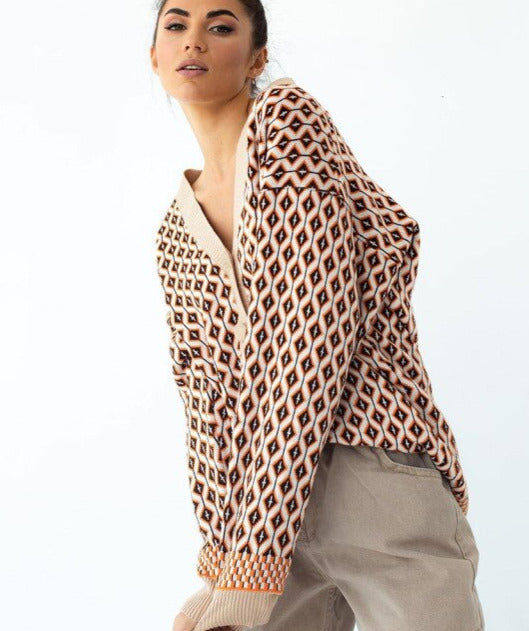 Multi-color Knitted Cardigan&England Style