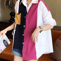 Patchwork Asymmetrical Shirt Spring