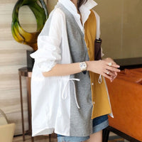 Patchwork Asymmetrical Shirt Spring