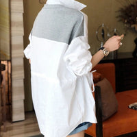 Patchwork Asymmetrical Shirt Spring