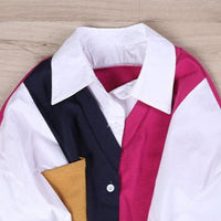 Patchwork Asymmetrical Shirt Spring