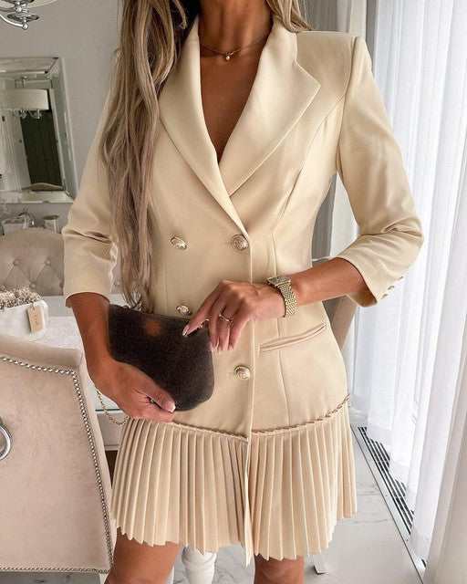 Elegant Pleated Blazer Dress