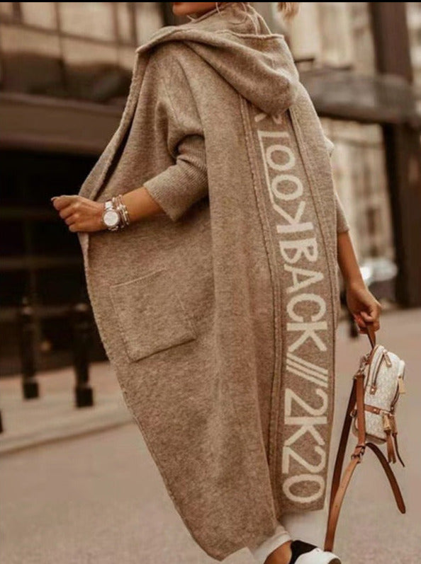 Knitted Hooded Cardigan