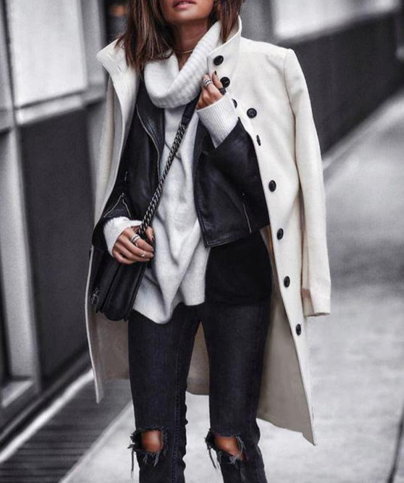 Thin Long Woolen Coat