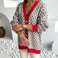 Multi-color Knitted Cardigan&England Style