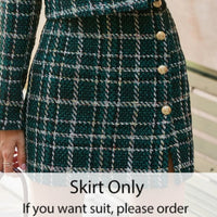 Elegant plaid lapel blazer&mini skirt suit