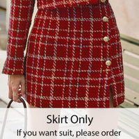 Elegant plaid lapel blazer&mini skirt suit