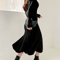 RONNA KNIT LANTERN SLEEVES DRESS