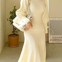 RONNA KNIT LANTERN SLEEVES DRESS