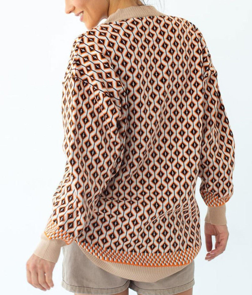 Multi-color Knitted Cardigan&England Style