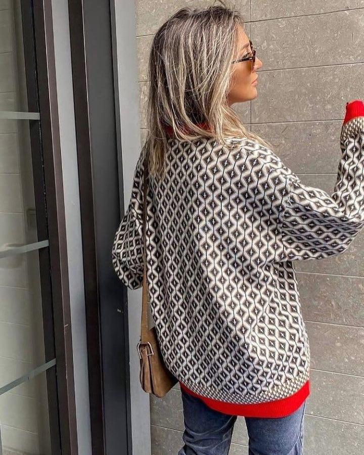 Multi-color Knitted Cardigan&England Style