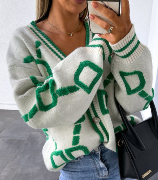 D-Letter Printed Cardigan