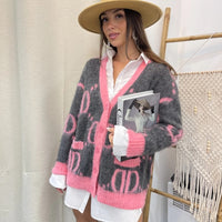 D-Letter Printed Cardigan