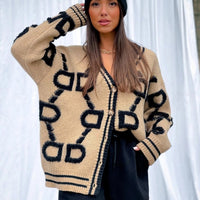 D-Letter Printed Cardigan