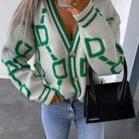 D-Letter Printed Cardigan