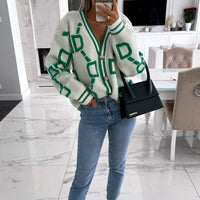 D-Letter Printed Cardigan