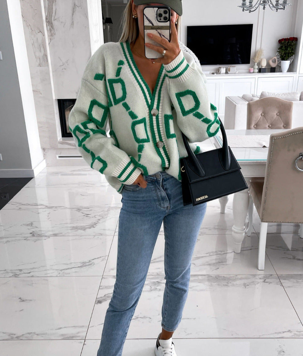 D-Letter Printed Cardigan