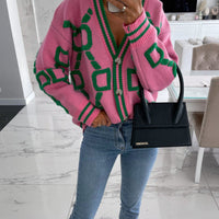 D-Letter Printed Cardigan