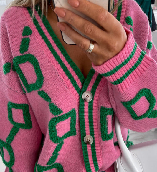D-Letter Printed Cardigan