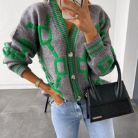 D-Letter Printed Cardigan