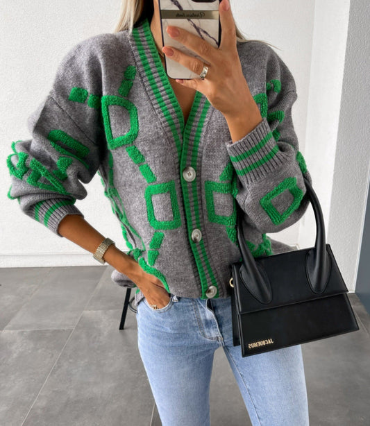 D-Letter Printed Cardigan
