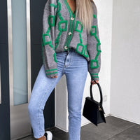 D-Letter Printed Cardigan