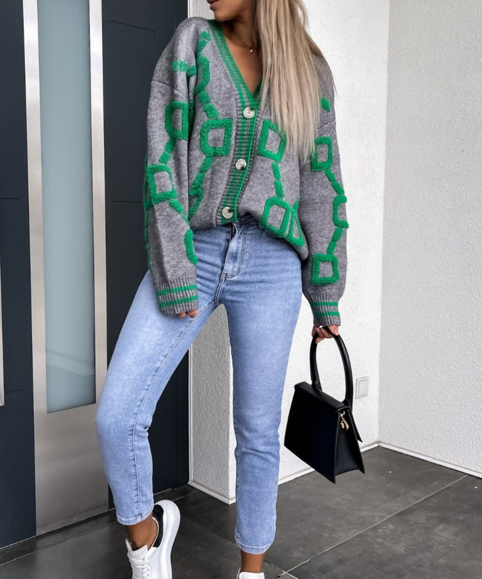 D-Letter Printed Cardigan