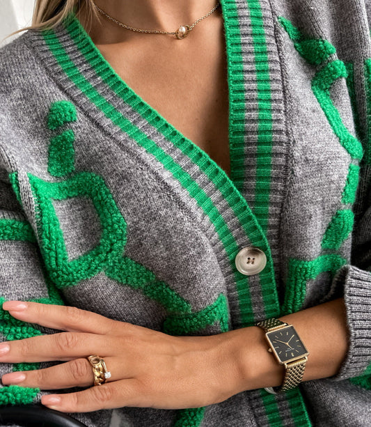 D-Letter Printed Cardigan