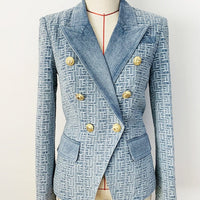 Geometric Denim Blazer