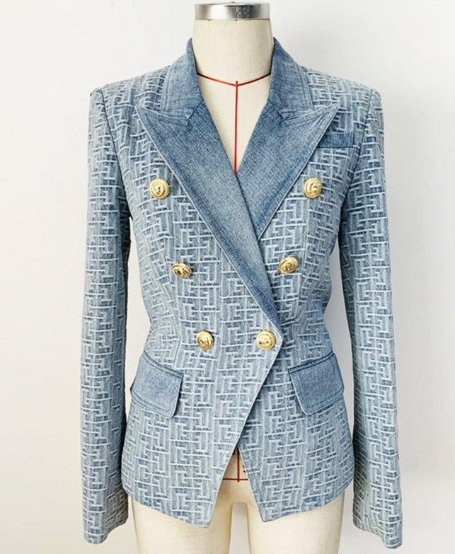 Geometric Denim Blazer