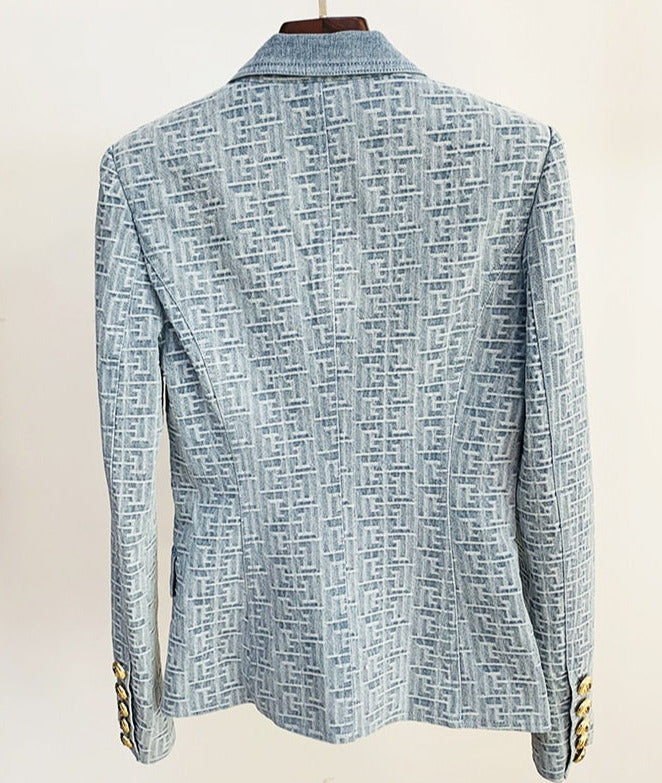 Geometric Denim Blazer