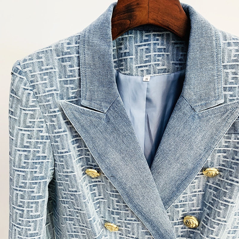 Geometric Denim Blazer