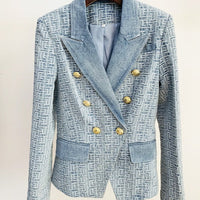 Geometric Denim Blazer