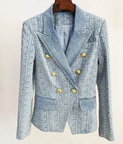 Geometric Denim Blazer