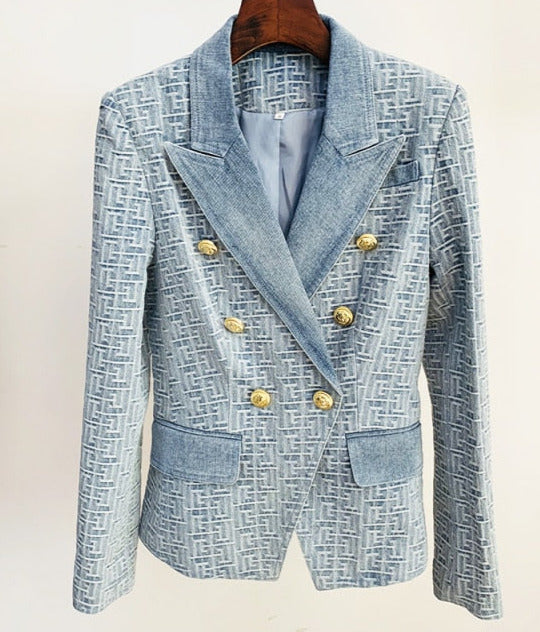 Geometric Denim Blazer