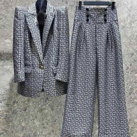 Geometric Jacquard  Blazer&Pants