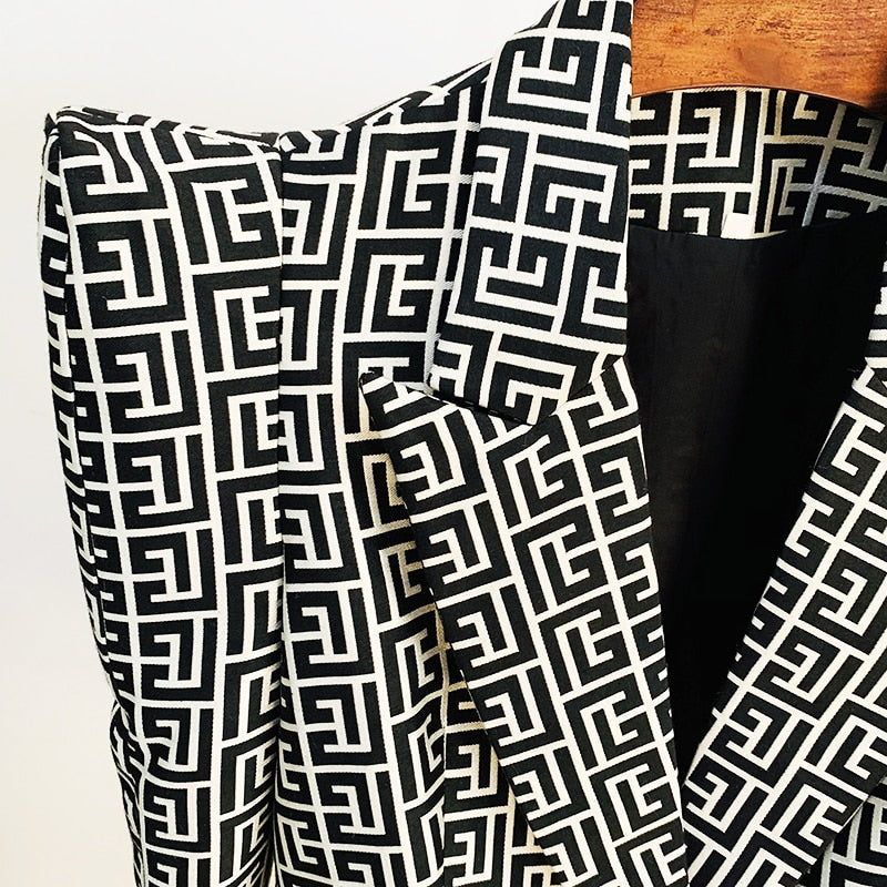 Geometric Jacquard  Blazer&Pants