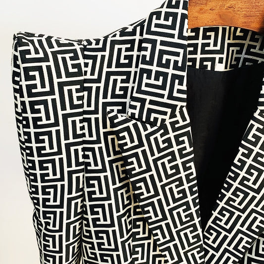 Geometric Jacquard  Blazer&Pants