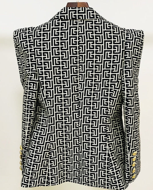 Geometric Jacquard  Blazer&Pants