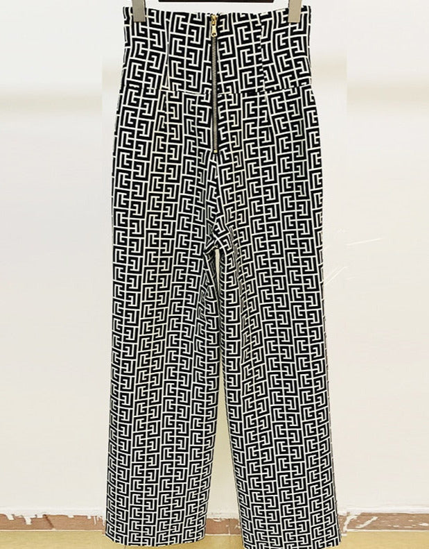 Geometric Jacquard  Blazer&Pants
