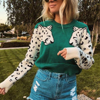 Leopard Pattern Knitted Sweater