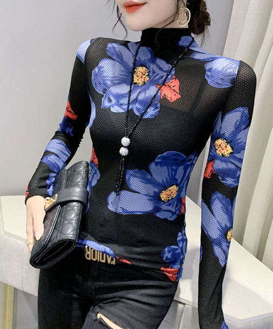 Frida Top&Floral Printed Mesh