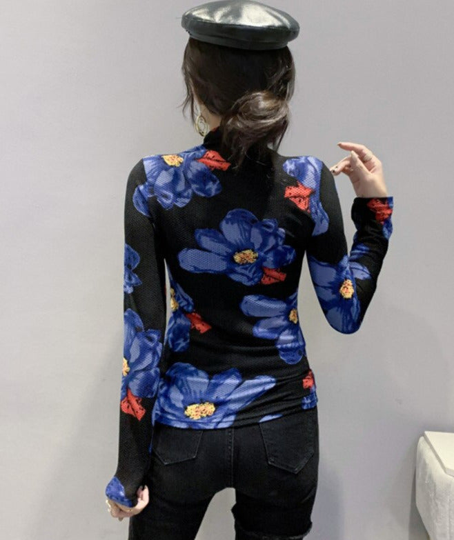 Frida Top&Floral Printed Mesh