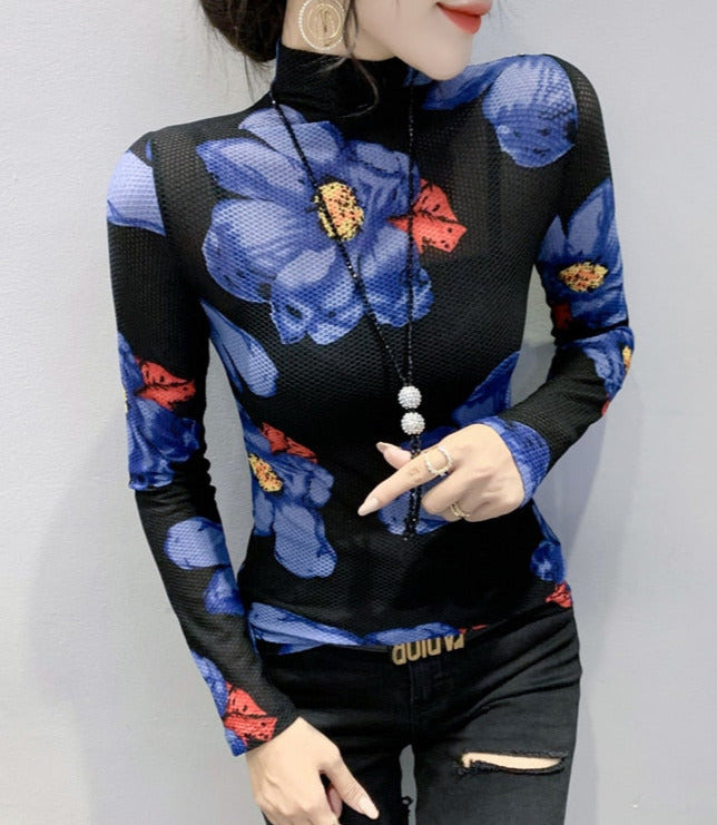 Frida Top&Floral Printed Mesh