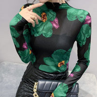 Frida Top&Floral Printed Mesh