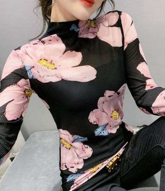 Frida Top&Floral Printed Mesh